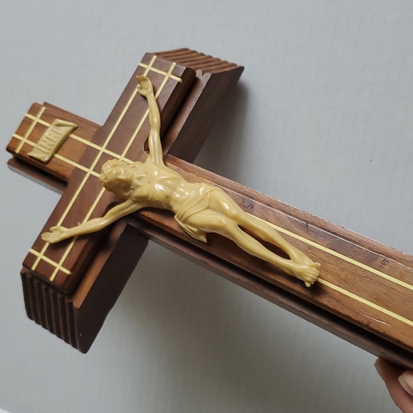 Vintage Wooden Crucifix Sick Call Last Rites - Picture 11 of 11